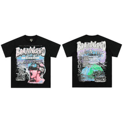 High weight HELLSTAR Hellstar American style trendy short sleeved graffiti vintage niche men's and women's t-shirts (1)