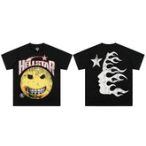 European and American style heavyweight HELLSTAR Hell Star short sleeved men's trendy brand digital graffiti Vintage women's loose T-shirt (6)