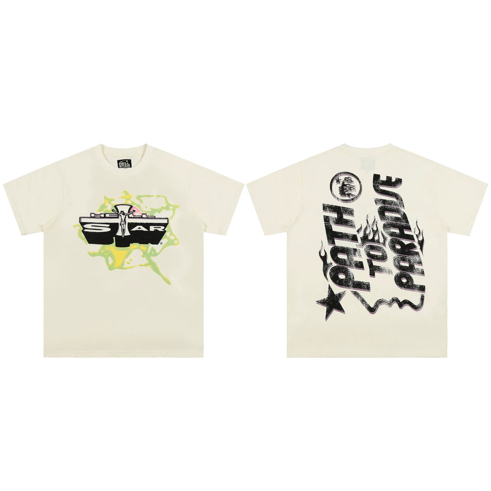 High weight HELLSTAR Hellstar American style trendy short sleeved graffiti vintage niche men's and women's t-shirts (25)