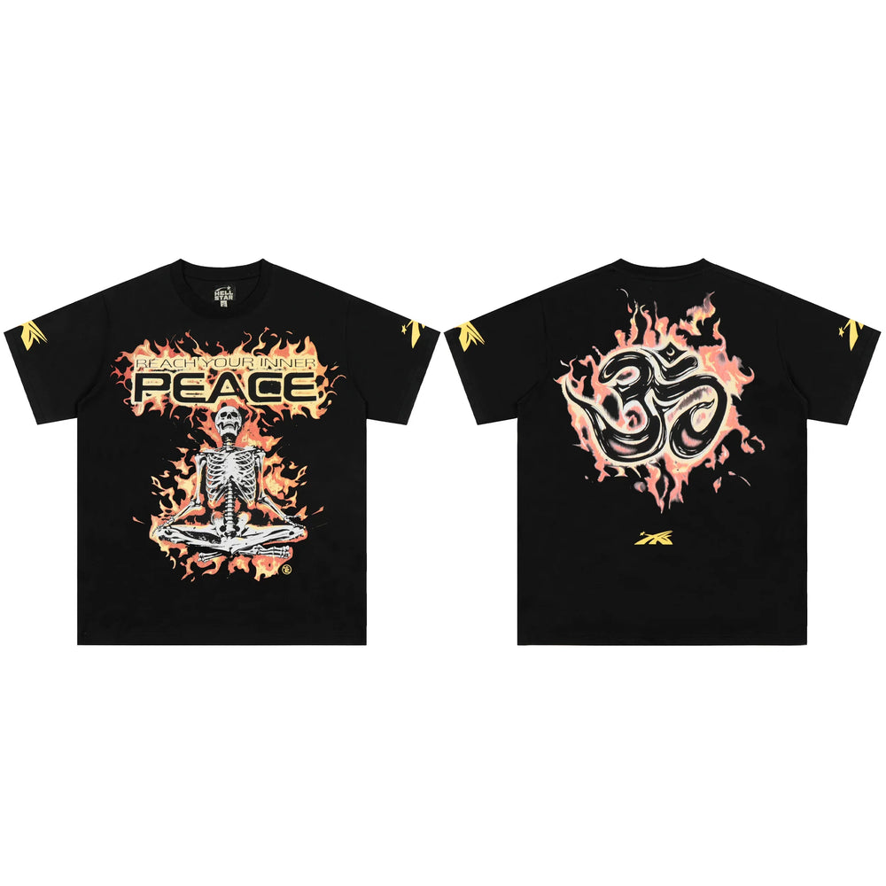 High weight HELLSTAR Hellstar American style trendy short sleeved graffiti vintage niche men's and women's t-shirts (9)