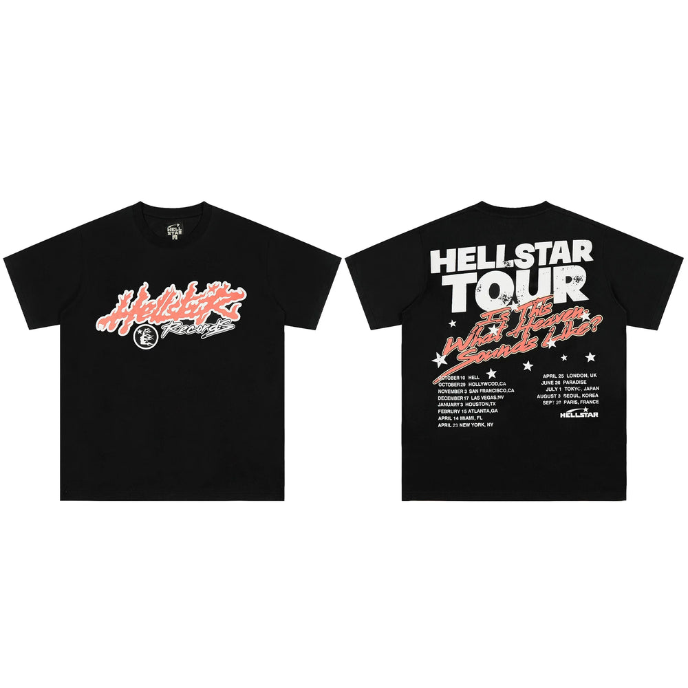 European and American style heavyweight HELLSTAR Hell Star short sleeved men's trendy brand digital graffiti Vintage women's loose T-shirt (9)