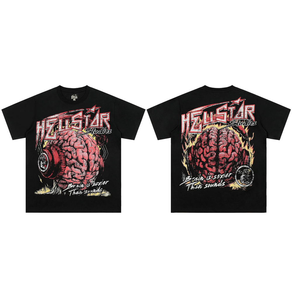 High weight HELLSTAR Hellstar American style trendy short sleeved graffiti vintage niche men's and women's t-shirts (8)