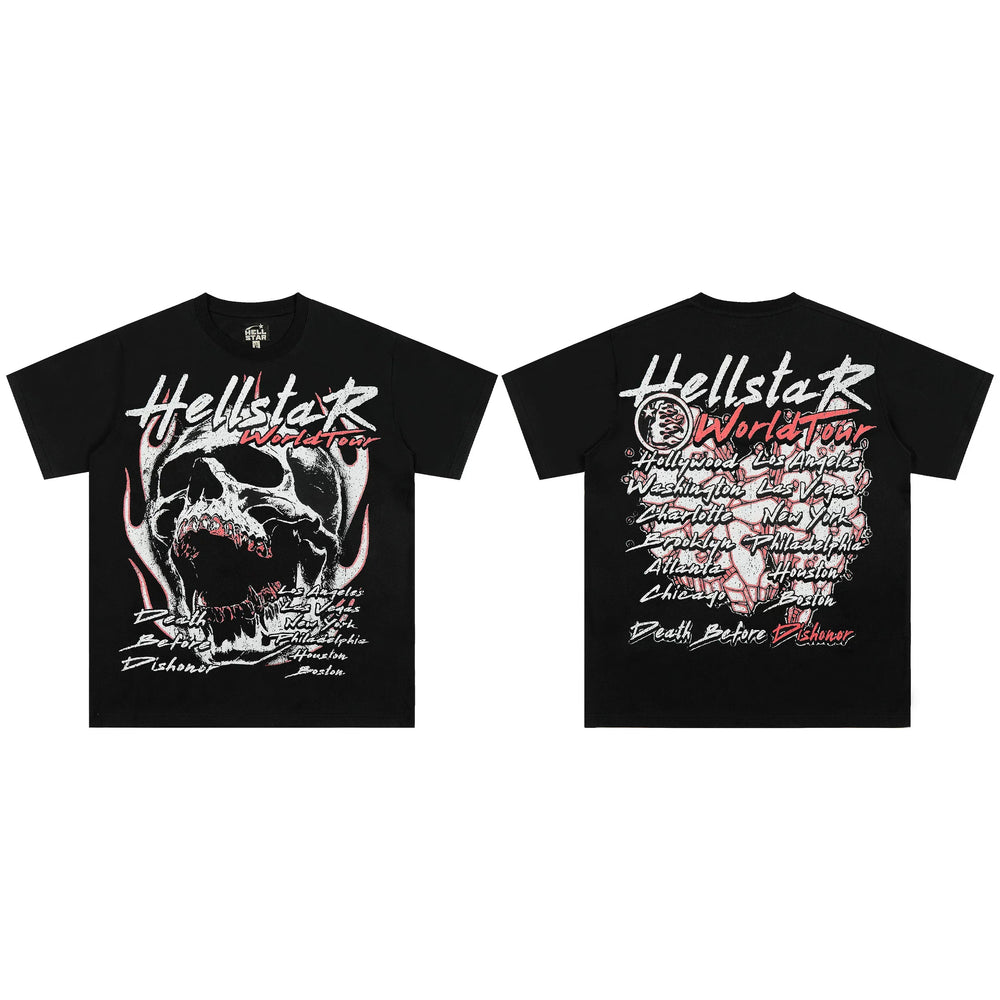 High weight HELLSTAR Hellstar American style trendy short sleeved graffiti vintage niche men's and women's t-shirts (19)