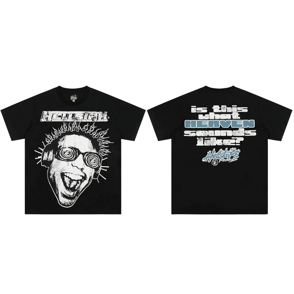 European and American style heavyweight HELLSTAR Hell Star short sleeved men's trendy brand digital graffiti Vintage women's loose T-shirt (8)