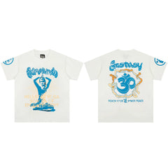 High weight HELLSTAR Hellstar American style trendy short sleeved graffiti vintage niche men's and women's t-shirts (26)