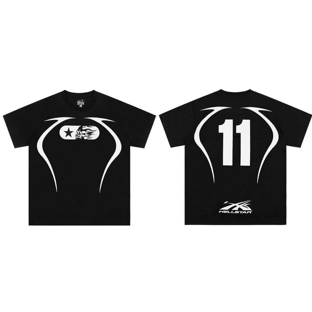 European and American style heavyweight HELLSTAR Hell Star short sleeved men's trendy brand digital graffiti Vintage women's loose T-shirt (10)