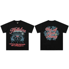 High weight HELLSTAR Hellstar American style trendy short sleeved graffiti vintage niche men's and women's t-shirts (5)