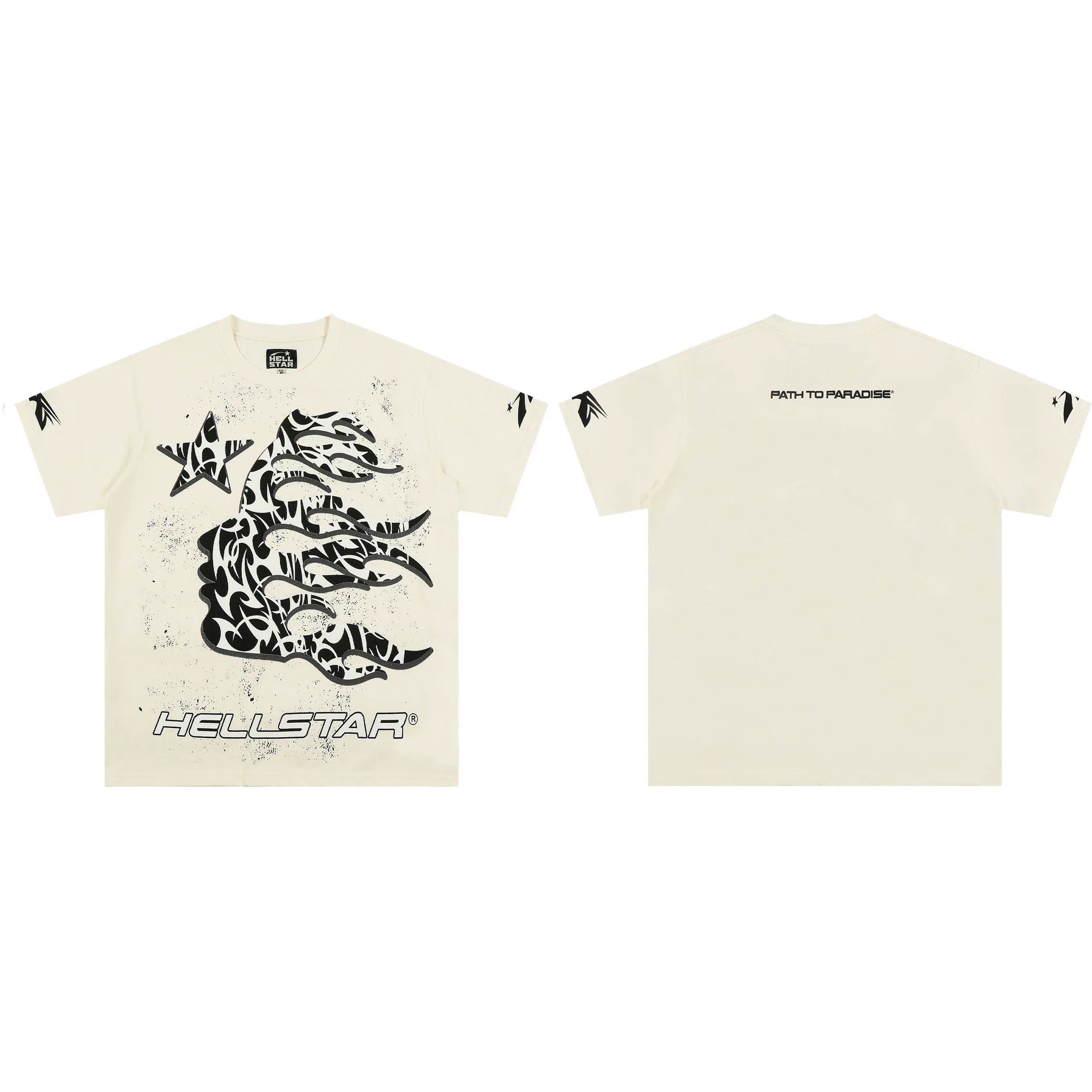 European and American style heavyweight HELLSTAR Hell Star short sleeved men's trendy brand digital graffiti Vintage women's loose T-shirt (4)