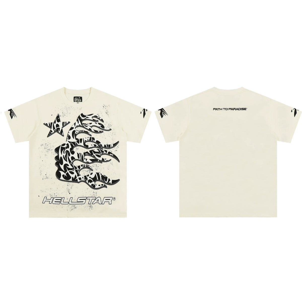 European and American style heavyweight HELLSTAR Hell Star short sleeved men's trendy brand digital graffiti Vintage women's loose T-shirt (4)