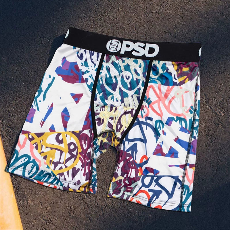 PSD American Trendy Brand Men's Quick Drying Explosive Knitted Comfortable Printed Extended Flat Angle Sports Underwear Quadrangle Pants (16)