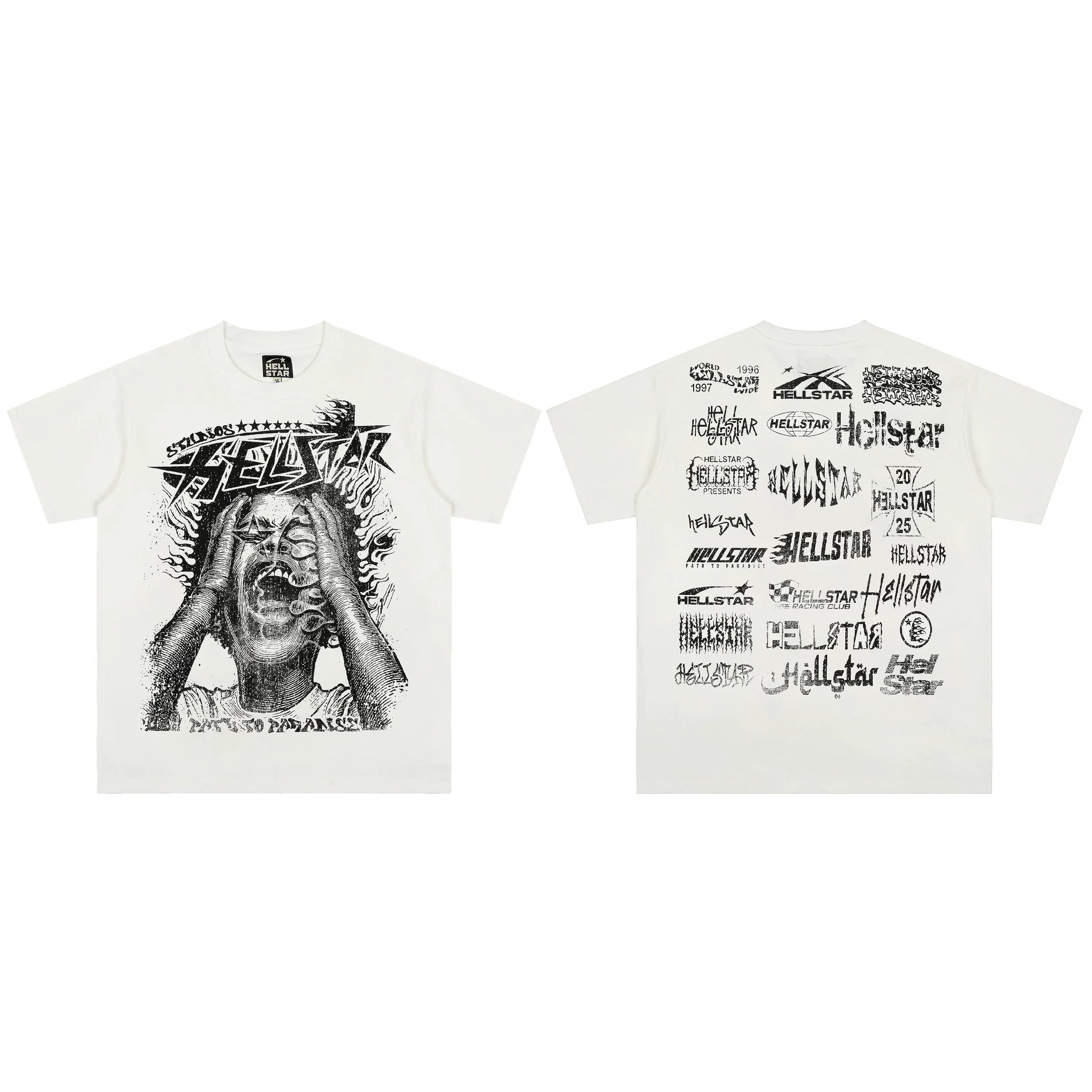 High weight HELLSTAR Hellstar American style trendy short sleeved graffiti vintage niche men's and women's t-shirts (29)