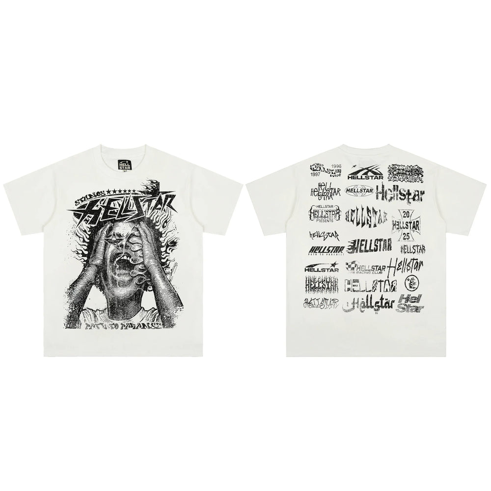High weight HELLSTAR Hellstar American style trendy short sleeved graffiti vintage niche men's and women's t-shirts (29)