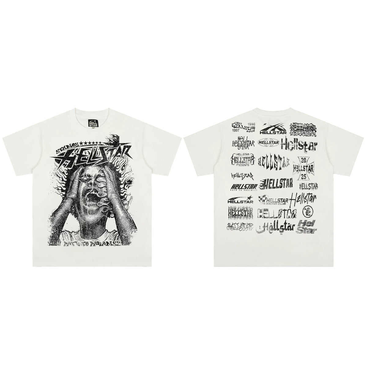 High weight HELLSTAR Hellstar American style trendy short sleeved graffiti vintage niche men's and women's t-shirts (29)