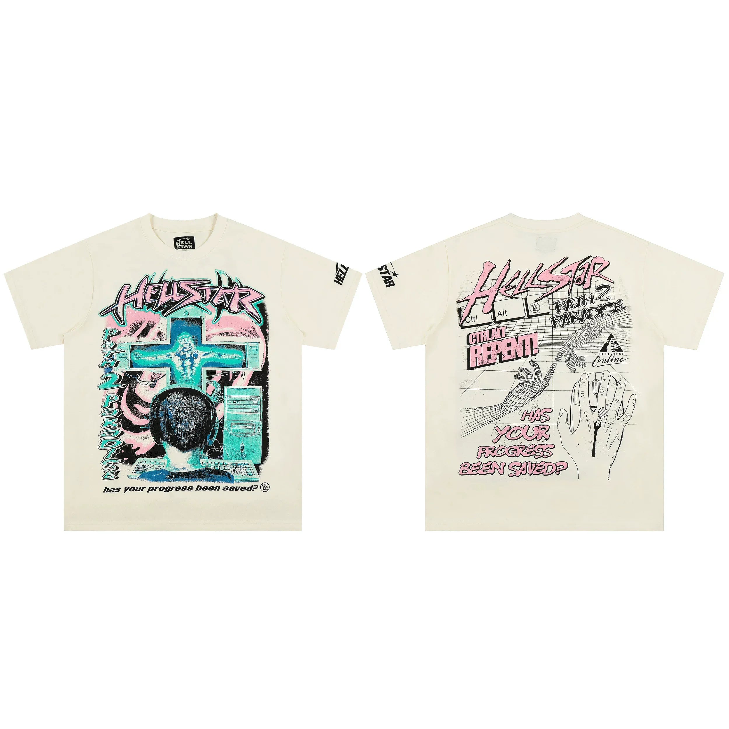 High weight HELLSTAR Hellstar American style trendy short sleeved graffiti vintage niche men's and women's t-shirts (23)