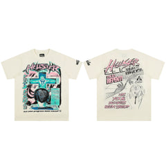 High weight HELLSTAR Hellstar American style trendy short sleeved graffiti vintage niche men's and women's t-shirts (23)