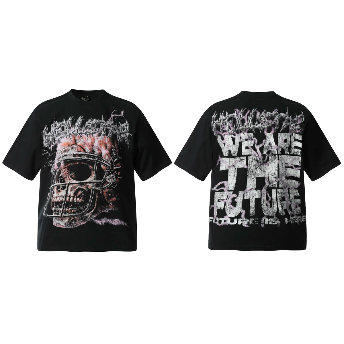 HELL Hell's Star Short Sleeve Trendy Brand American High Street Vintage Summer Couple Dress Men's and Women's Half Sleeve T-shirt (15)