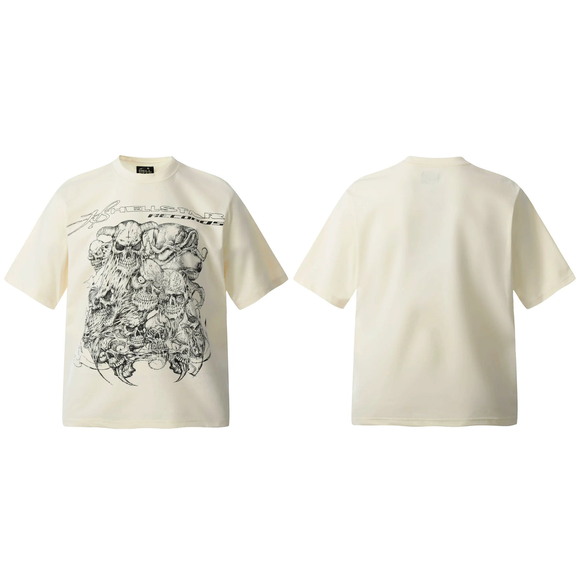 HELL Hell's Star Short Sleeve Trendy Brand American High Street Vintage Summer Couple Dress Men's and Women's Half Sleeve T-shirt (14)