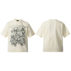 HELL Hell's Star Short Sleeve Trendy Brand American High Street Vintage Summer Couple Dress Men's and Women's Half Sleeve T-shirt (14)