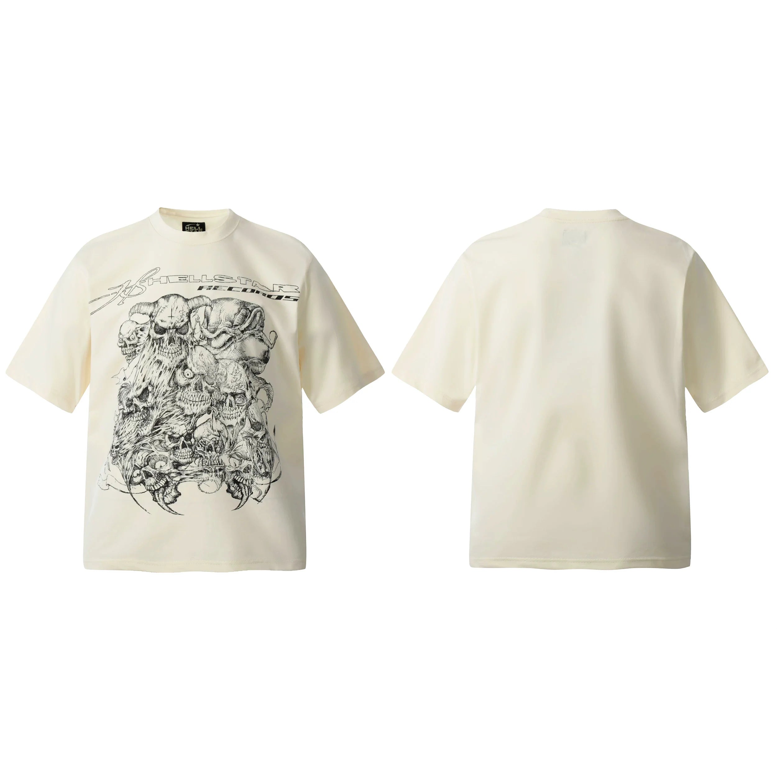 HELL Hell's Star Short Sleeve Trendy Brand American High Street Vintage Summer Couple Dress Men's and Women's Half Sleeve T-shirt (20)