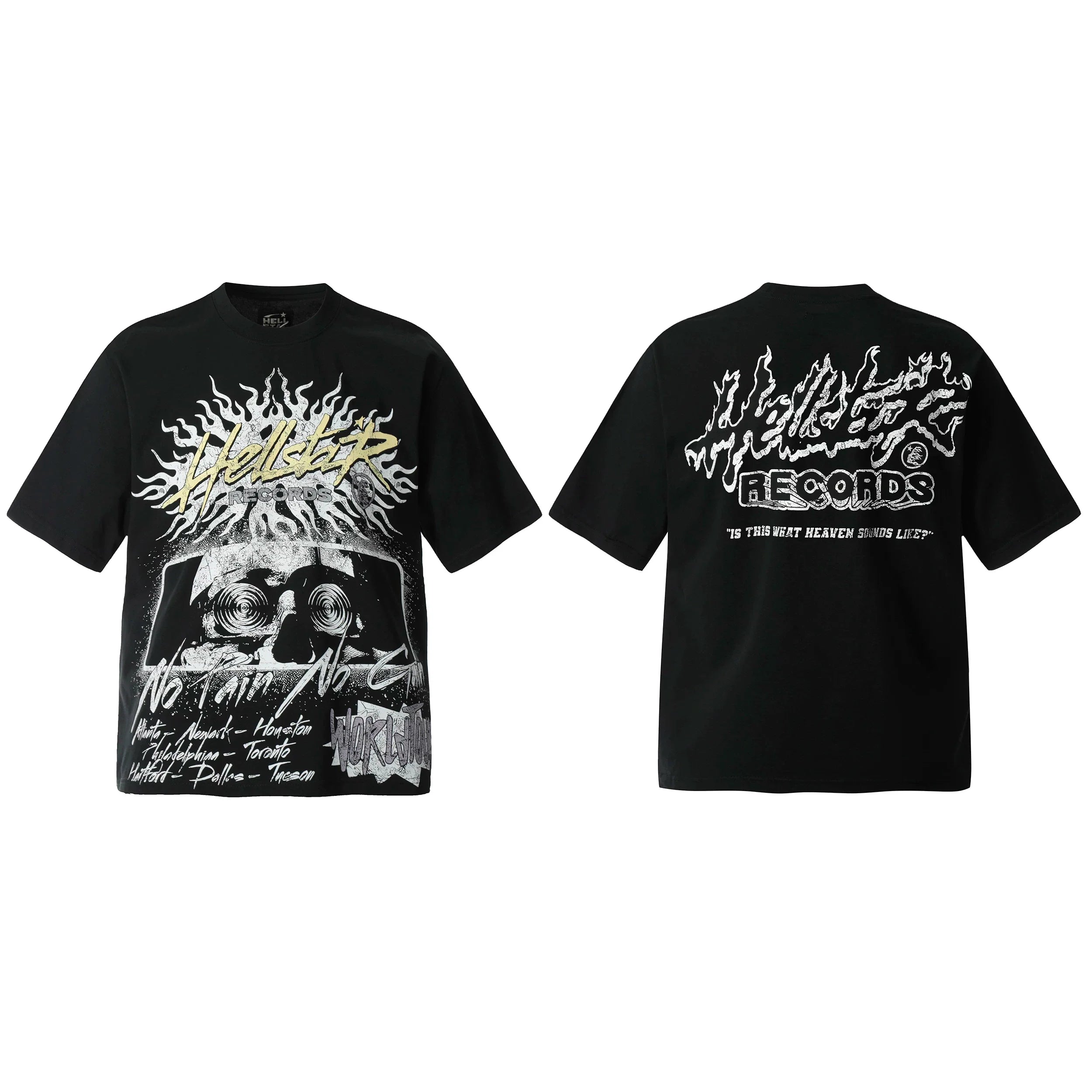 HELL Hell's Star Short Sleeve Trendy Brand American High Street Vintage Summer Couple Dress Men's and Women's Half Sleeve T-shirt (21)