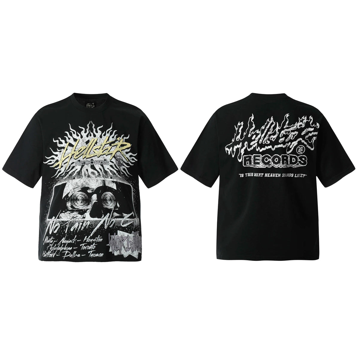 HELL Hell's Star Short Sleeve Trendy Brand American High Street Vintage Summer Couple Dress Men's and Women's Half Sleeve T-shirt (21)