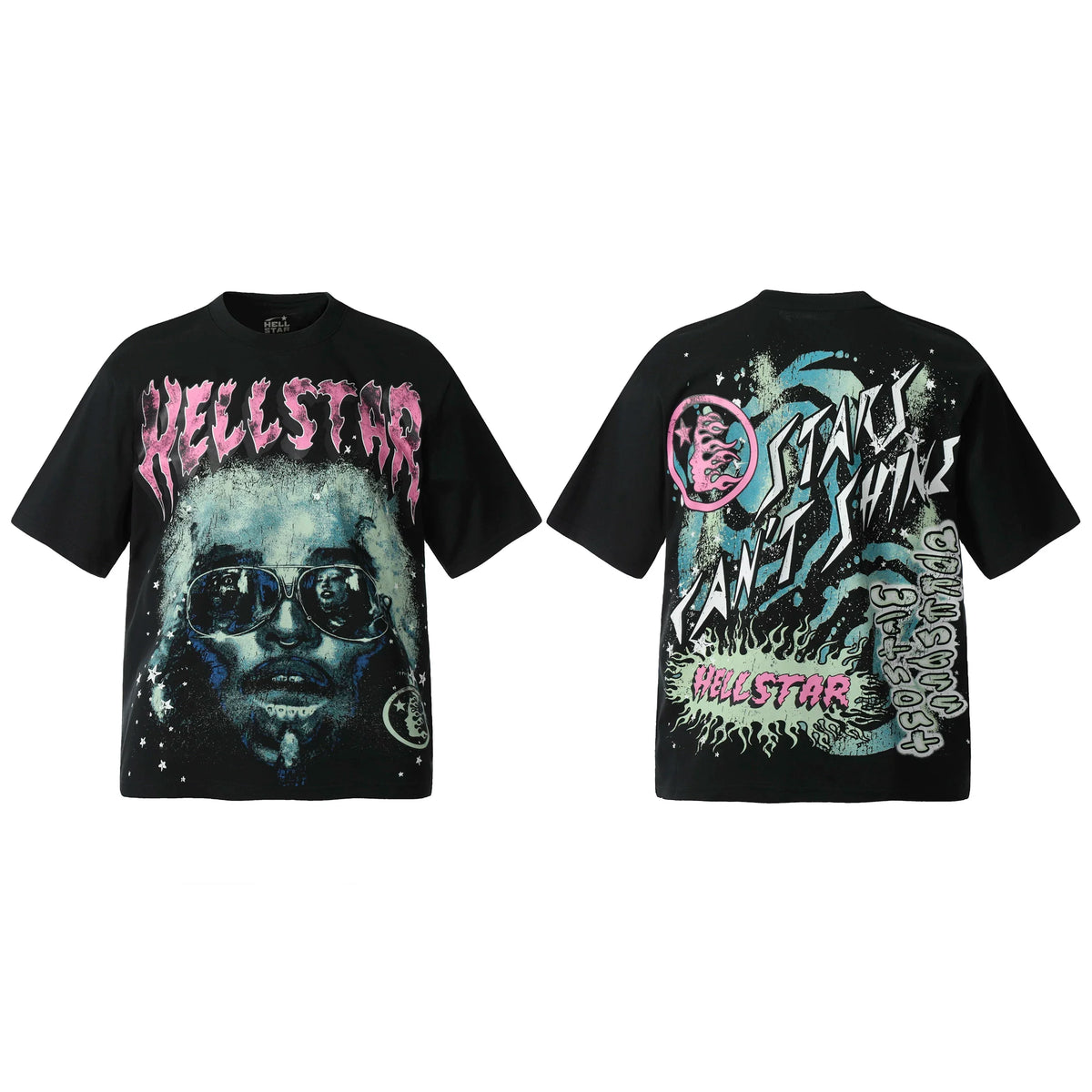 HELL Hell's Star Short Sleeve Trendy Brand American High Street Vintage Summer Couple Dress Men's and Women's Half Sleeve T-shirt (11)