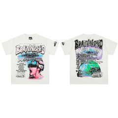High weight HELLSTAR Hellstar American style trendy short sleeved graffiti vintage niche men's and women's t-shirts (2)