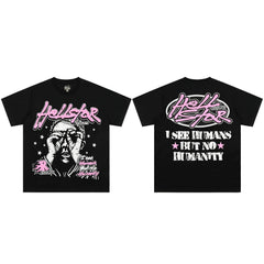 High weight HELLSTAR Hellstar American style trendy short sleeved graffiti vintage niche men's and women's t-shirts (18)