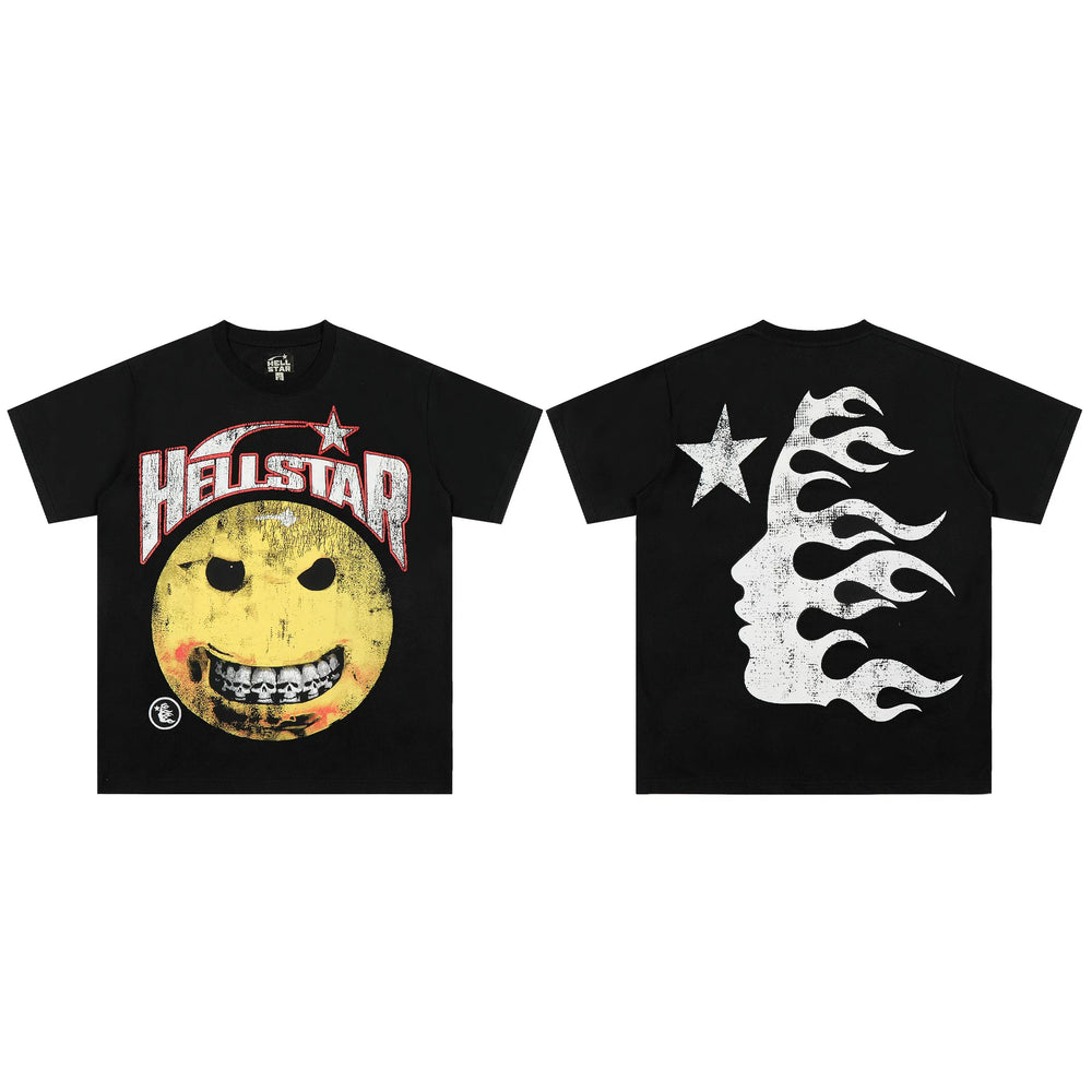 European and American style heavyweight HELLSTAR Hell Star short sleeved men's trendy brand digital graffiti Vintage women's loose T-shirt (6)