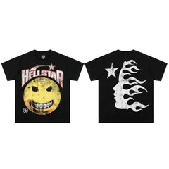 European and American style heavyweight HELLSTAR Hell Star short sleeved men's trendy brand digital graffiti Vintage women's loose T-shirt (6)