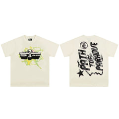 High weight HELLSTAR Hellstar American style trendy short sleeved graffiti vintage niche men's and women's t-shirts (25)