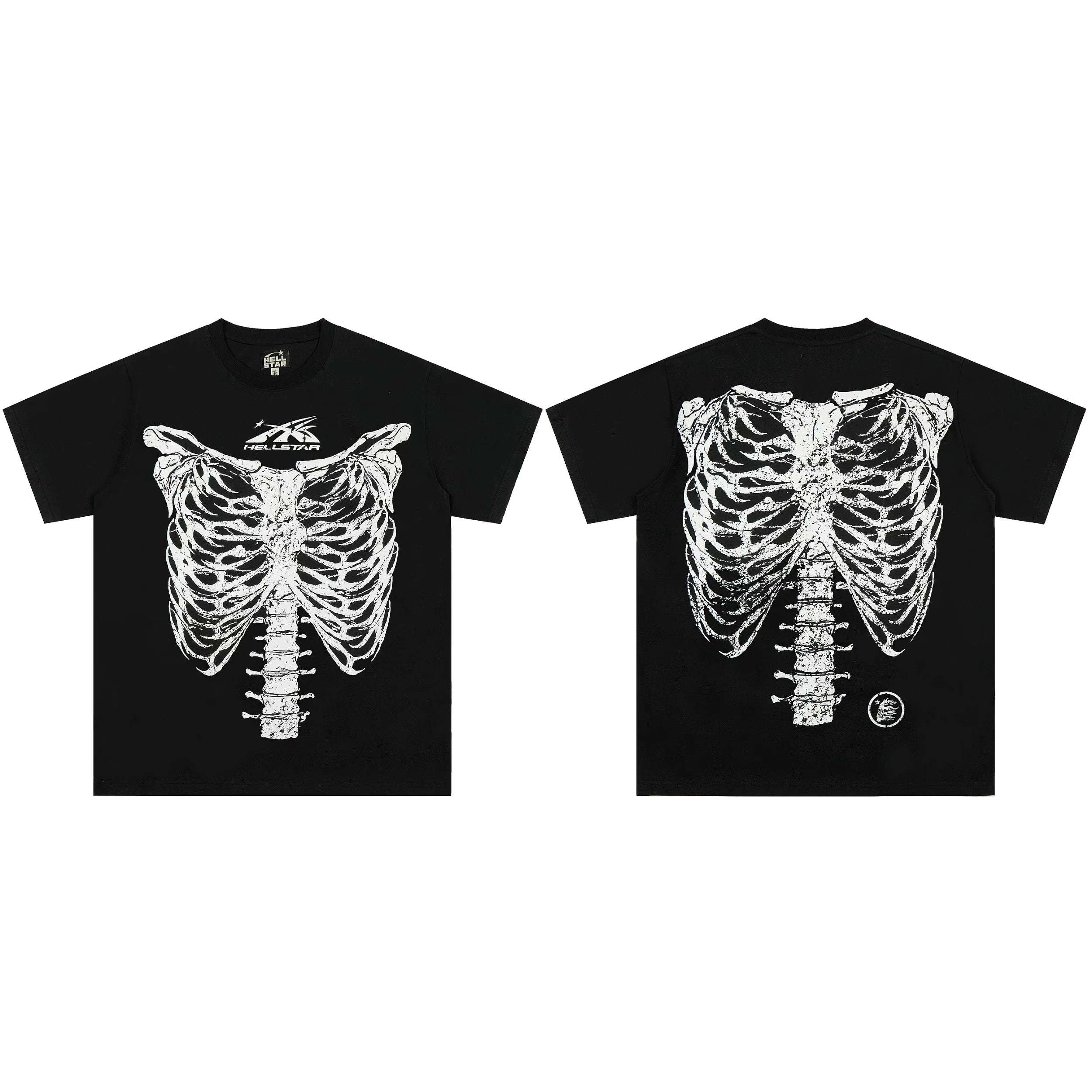 European and American style heavyweight HELLSTAR Hell Star short sleeved men's trendy brand digital graffiti Vintage women's loose T-shirt (7)