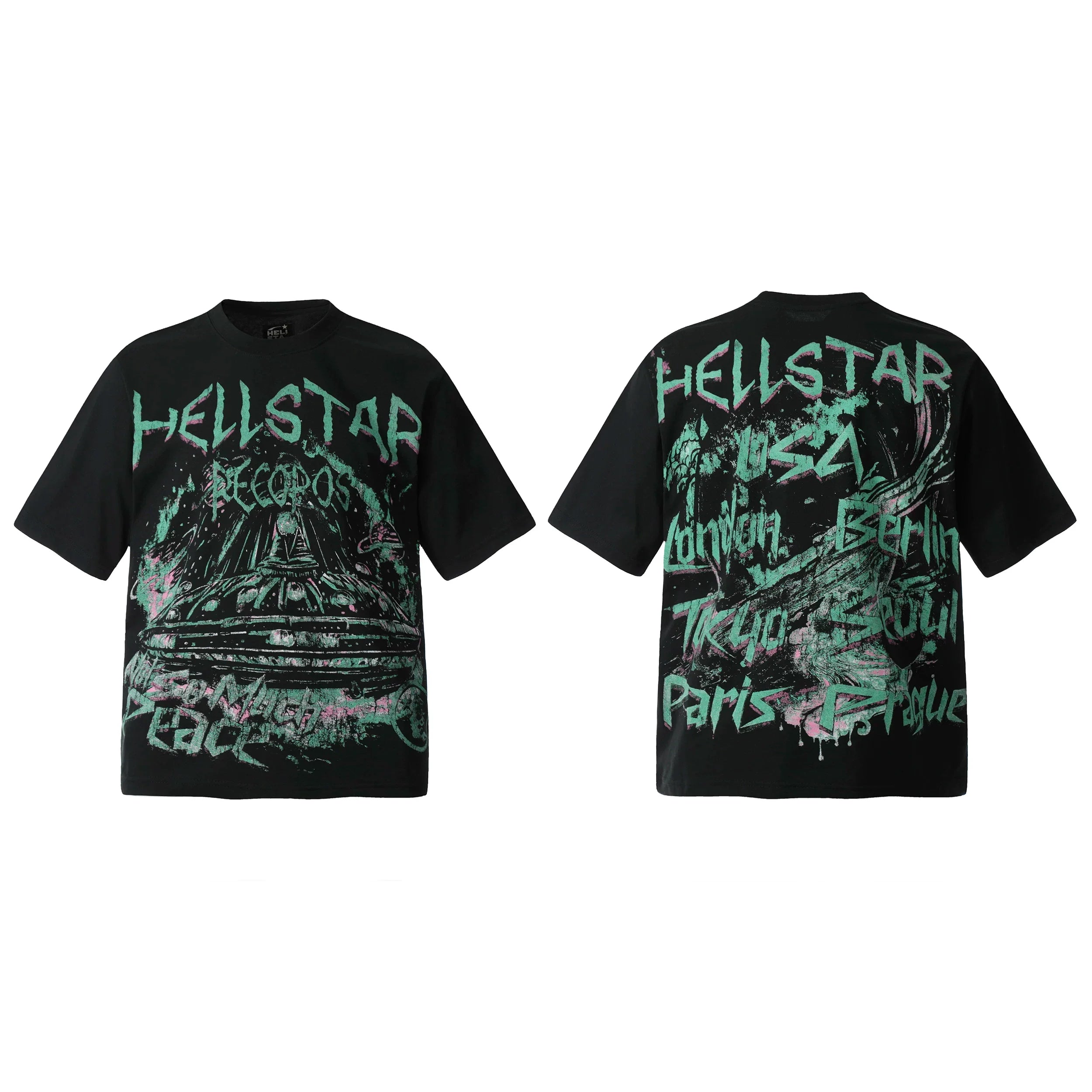 HELL Hell's Star Short Sleeve Trendy Brand American High Street Vintage Summer Couple Dress Men's and Women's Half Sleeve T-shirt (9)
