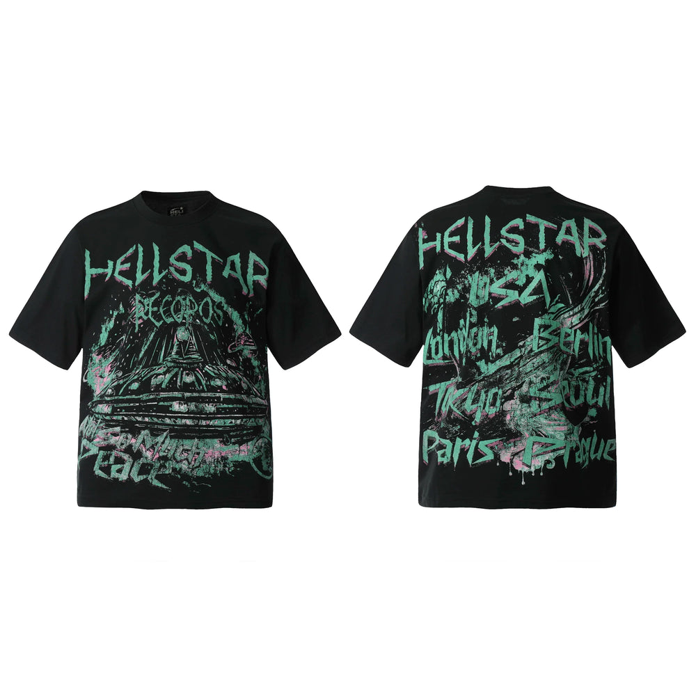 HELL Hell's Star Short Sleeve Trendy Brand American High Street Vintage Summer Couple Dress Men's and Women's Half Sleeve T-shirt (9)