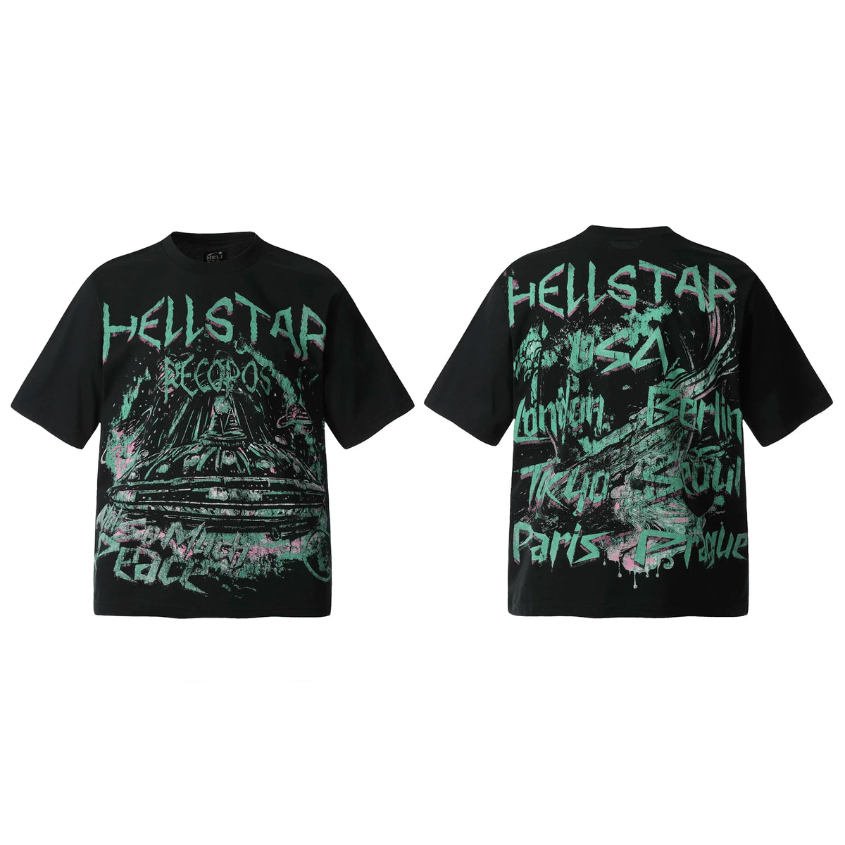 HELL Hell's Star Short Sleeve Trendy Brand American High Street Vintage Summer Couple Dress Men's and Women's Half Sleeve T-shirt (9)