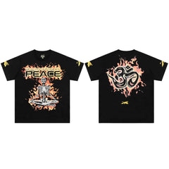 High weight HELLSTAR Hellstar American style trendy short sleeved graffiti vintage niche men's and women's t-shirts (9)