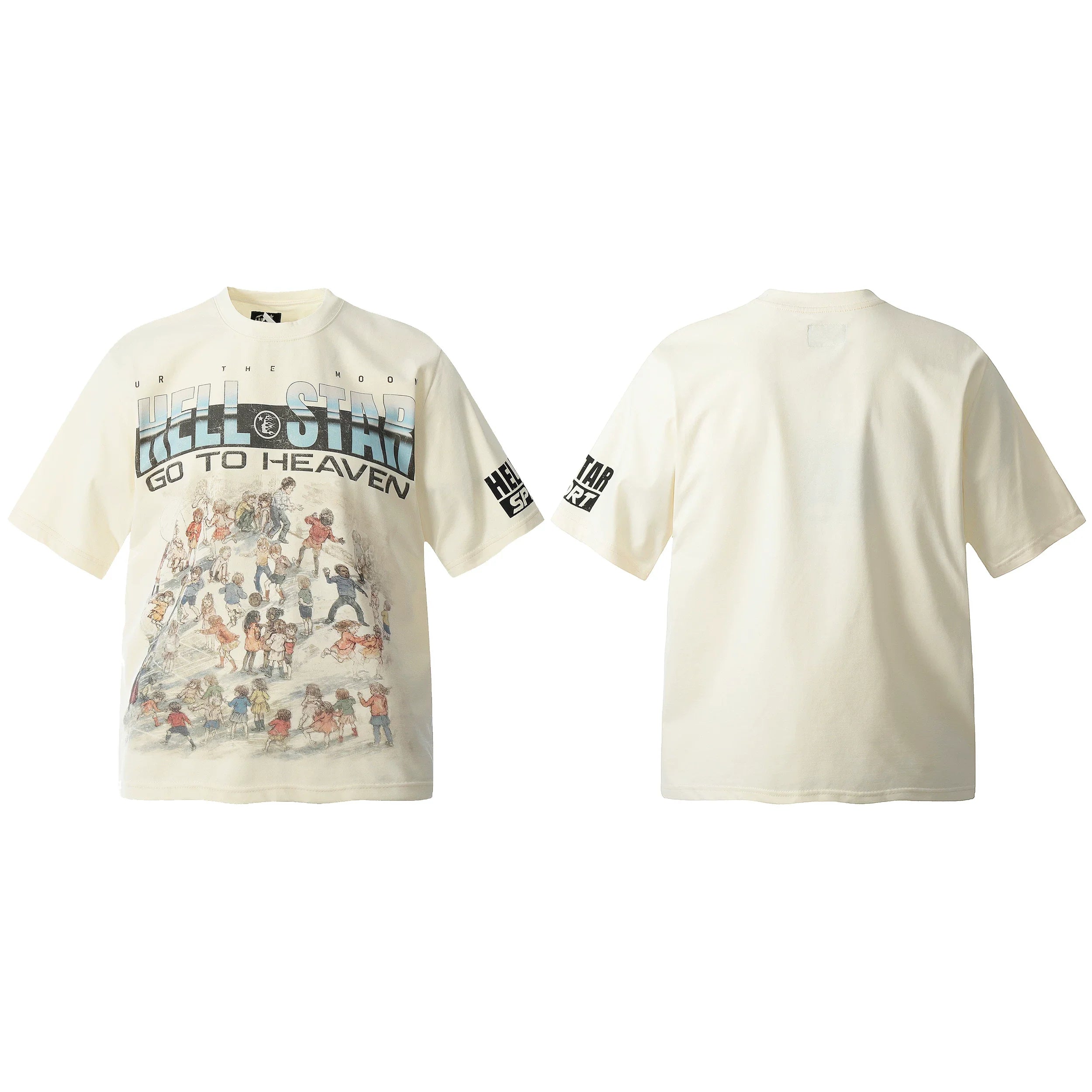 HELL Hell's Star Short Sleeve Trendy Brand American High Street Vintage Summer Couple Dress Men's and Women's Half Sleeve T-shirt (20)