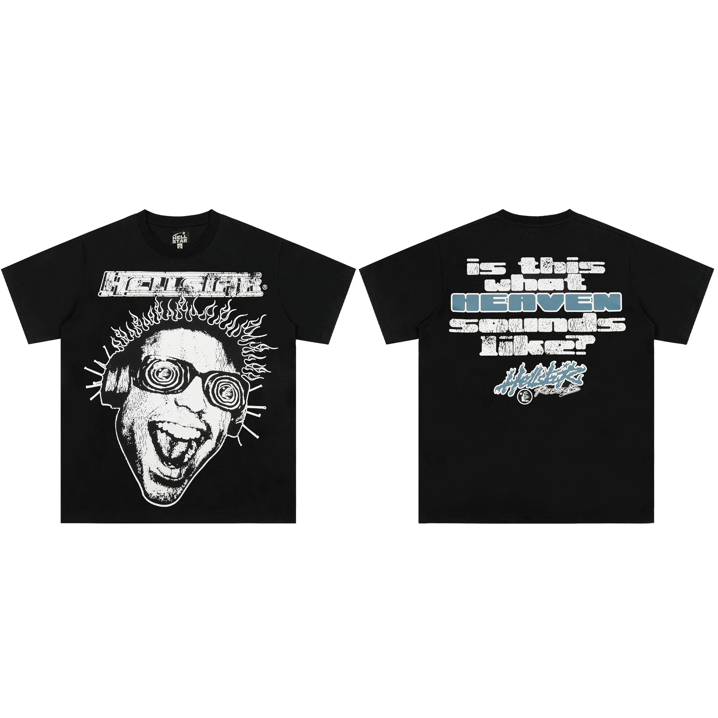 European and American style heavyweight HELLSTAR Hell Star short sleeved men's trendy brand digital graffiti Vintage women's loose T-shirt (8)