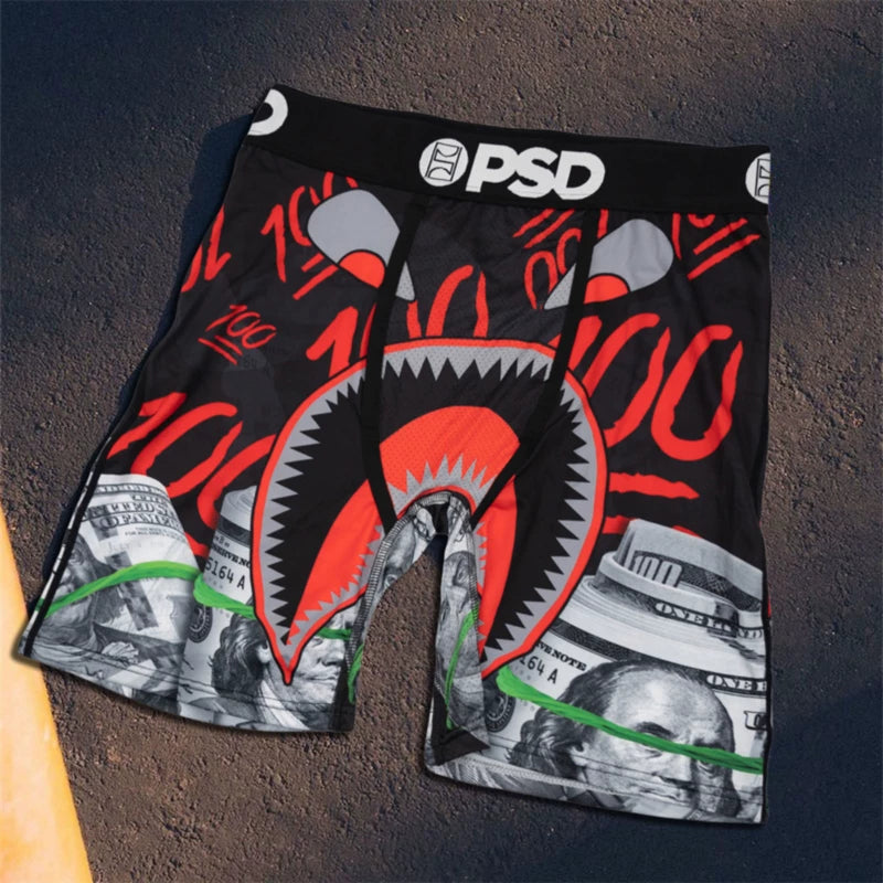 PSD American Trendy Brand Men's Quick Drying Explosive Knitted Comfortable Printed Extended Flat Angle Sports Underwear Quadrangle Pants (8)