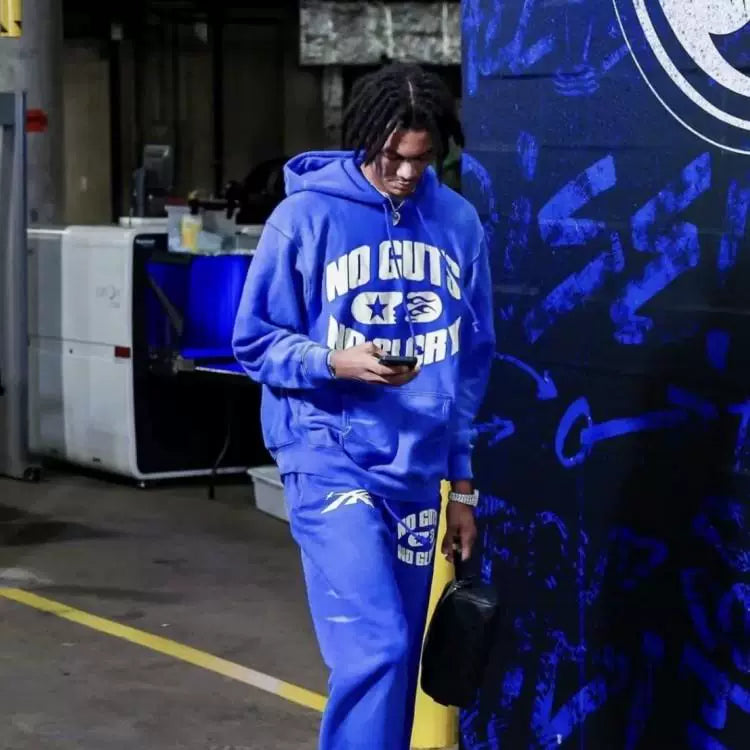 Small niche trumpet sweatshirt long pants set cotton autumn casual sweatshirt youth sports set wash water splicing trumpet pants (75)