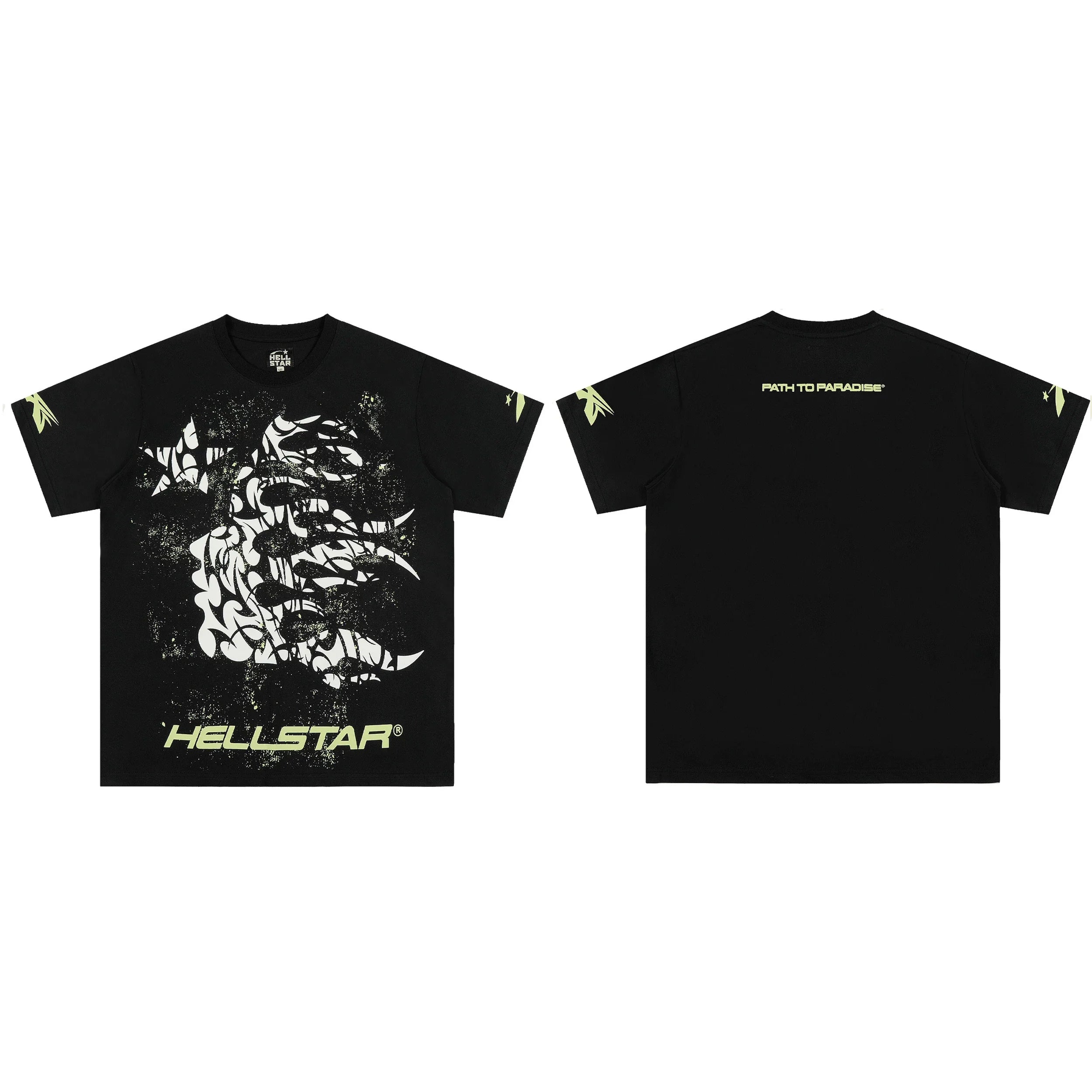 European and American style heavyweight HELLSTAR Hell Star short sleeved men's trendy brand digital graffiti Vintage women's loose T-shirt (3)