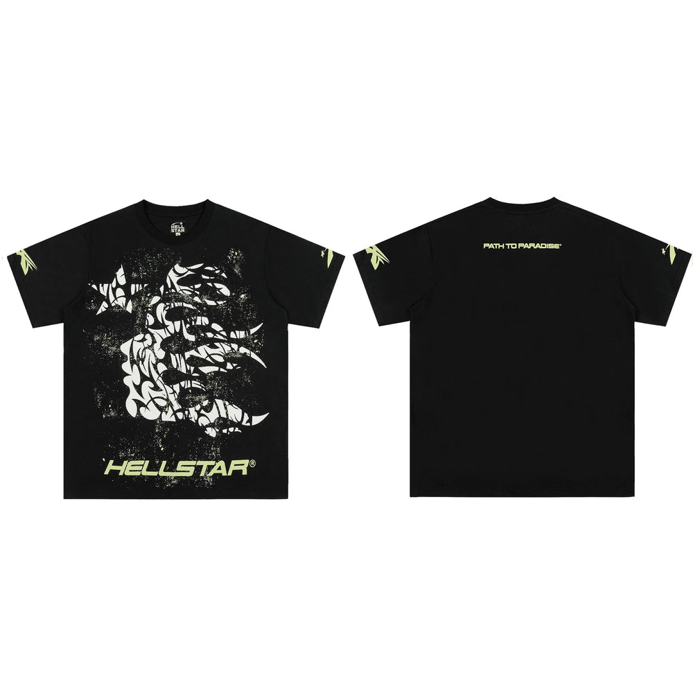 European and American style heavyweight HELLSTAR Hell Star short sleeved men's trendy brand digital graffiti Vintage women's loose T-shirt (3)