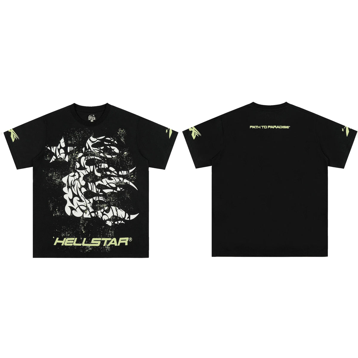 European and American style heavyweight HELLSTAR Hell Star short sleeved men's trendy brand digital graffiti Vintage women's loose T-shirt (3)
