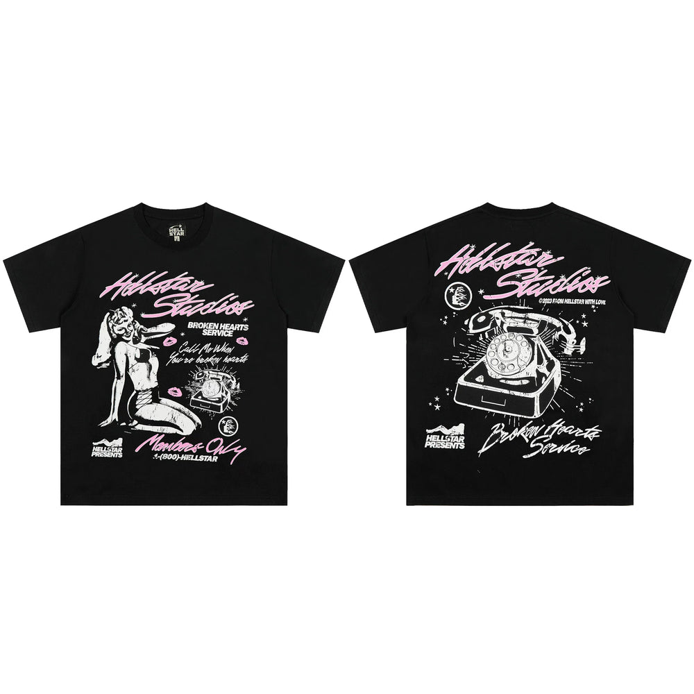 High weight HELLSTAR Hellstar American style trendy short sleeved graffiti vintage niche men's and women's t-shirts (6)