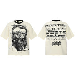 HELL Hell's Star Short Sleeve Trendy Brand American High Street Vintage Summer Couple Dress Men's and Women's Half Sleeve T-shirt (6)