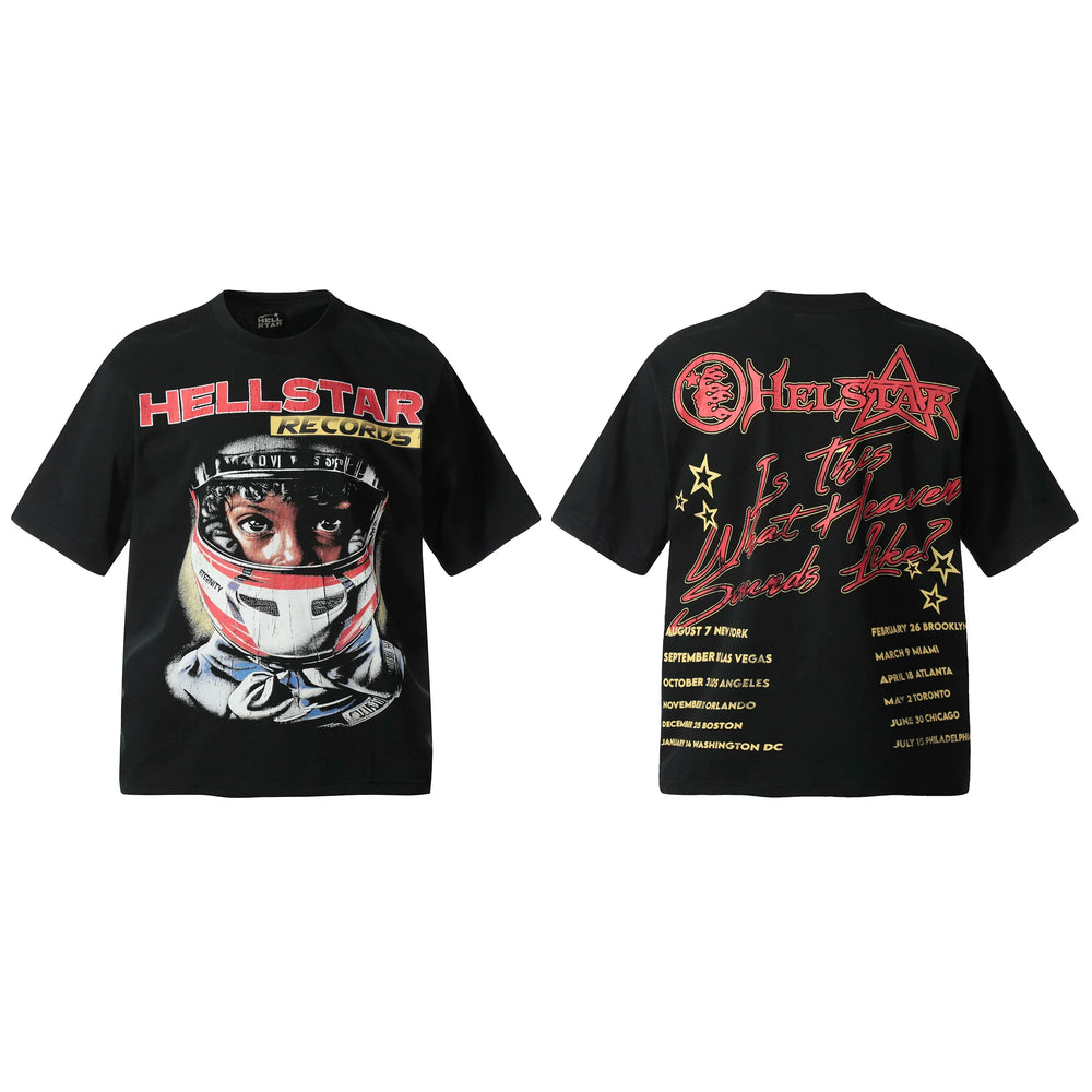 HELL Hell's Star Short Sleeve Trendy Brand American High Street Vintage Summer Couple Dress Men's and Women's Half Sleeve T-shirt (22)