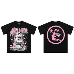 European and American style heavyweight HELLSTAR Hell Star short sleeved men's trendy brand digital graffiti Vintage women's loose T-shirt (1)