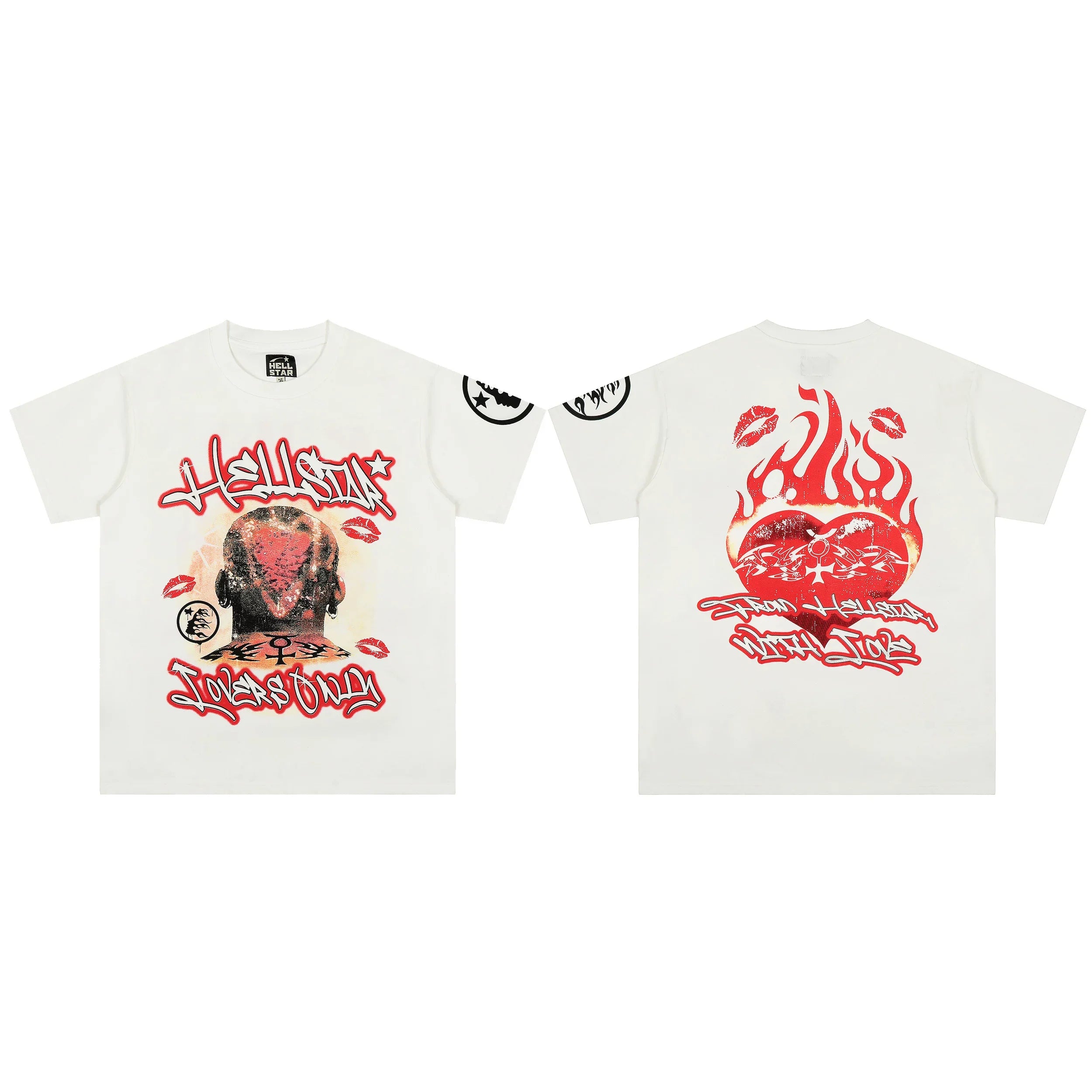 European and American style heavyweight HELLSTAR Hell Star short sleeved men's trendy brand digital graffiti Vintage women's loose T-shirt (19)