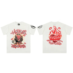European and American style heavyweight HELLSTAR Hell Star short sleeved men's trendy brand digital graffiti Vintage women's loose T-shirt (19)