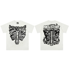 European and American style heavyweight HELLSTAR Hell Star short sleeved men's trendy brand digital graffiti Vintage women's loose T-shirt (21)